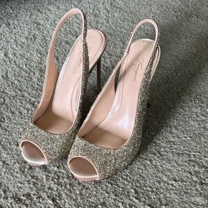 Dazzling Glitter Peep-Toe Slingback Heels